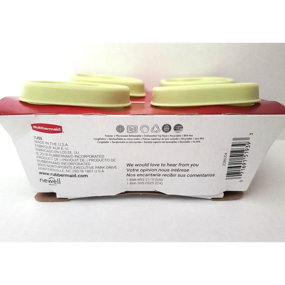 Rubbermaid Easy Find Lids Food Storage Containers 0.5 Cups Green 4 Pieces NEW - Picture 3 of 6